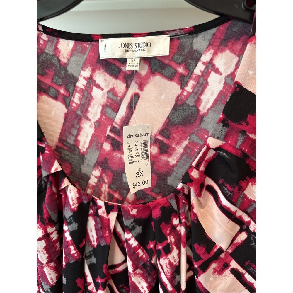 JONES STUDIO Dress Barn Womens 3X Sleeveless Geometric Abstract Feminine Top NEW - Picture 2 of 5